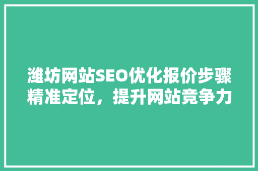 潍坊网站SEO优化报价步骤精准定位，提升网站竞争力