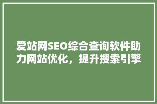 爱站网SEO综合查询软件助力网站优化，提升搜索引擎排名