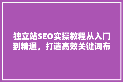 独立站SEO实操教程从入门到精通，打造高效关键词布局步骤