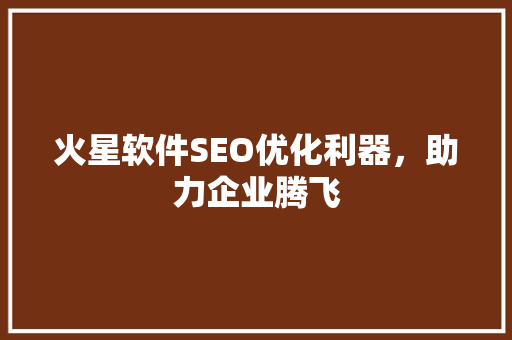 火星软件SEO优化利器，助力企业腾飞