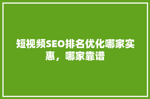 短视频SEO排名优化哪家实惠，哪家靠谱