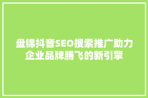 盘锦抖音SEO搜索推广助力企业品牌腾飞的新引擎