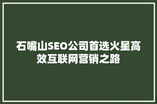 石嘴山SEO公司首选火星高效互联网营销之路
