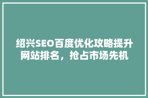 绍兴SEO百度优化攻略提升网站排名，抢占市场先机