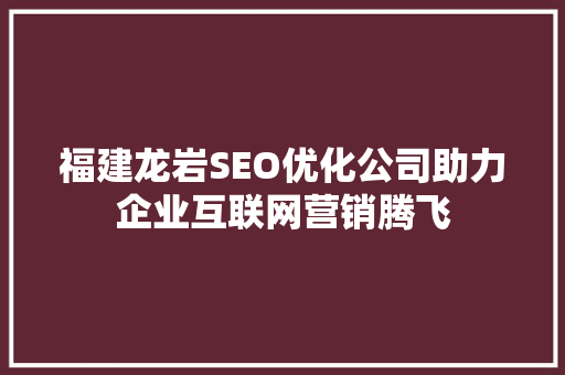 福建龙岩SEO优化公司助力企业互联网营销腾飞