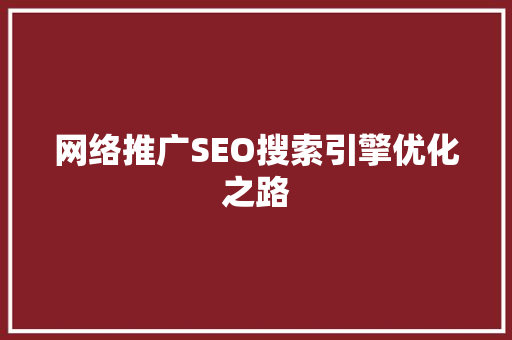 网络推广SEO搜索引擎优化之路