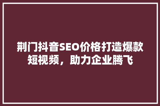荆门抖音SEO价格打造爆款短视频，助力企业腾飞