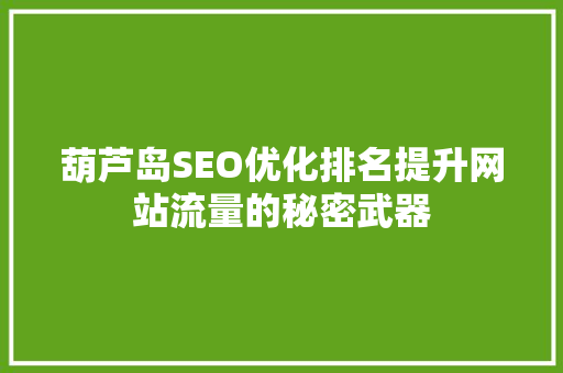 葫芦岛SEO优化排名提升网站流量的秘密武器