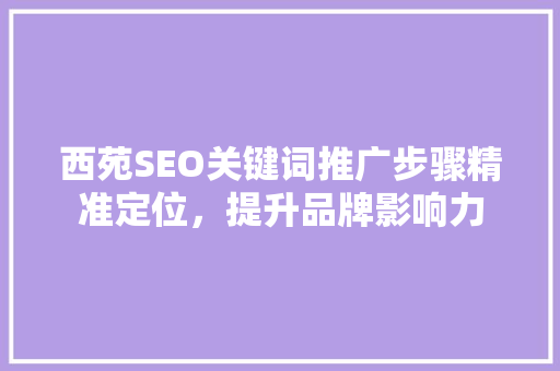 西苑SEO关键词推广步骤精准定位，提升品牌影响力
