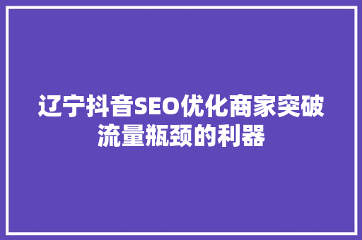 辽宁抖音SEO优化商家突破流量瓶颈的利器