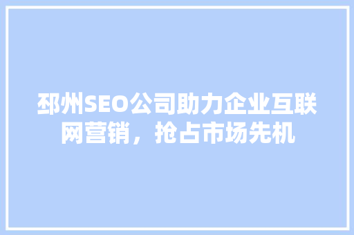 邳州SEO公司助力企业互联网营销，抢占市场先机