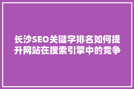 长沙SEO关键字排名如何提升网站在搜索引擎中的竞争力