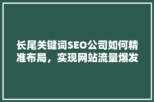 长尾关键词SEO公司如何精准布局，实现网站流量爆发式增长
