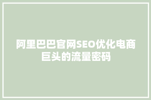 阿里巴巴官网SEO优化电商巨头的流量密码