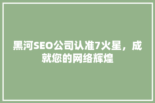 黑河SEO公司认准7火星，成就您的网络辉煌