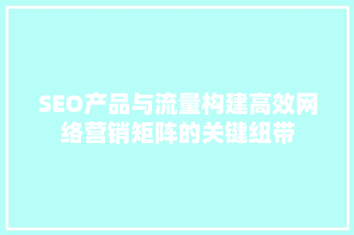SEO产品与流量构建高效网络营销矩阵的关键纽带