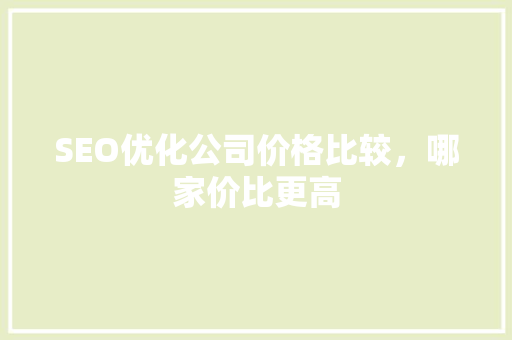 SEO优化公司价格比较，哪家价比更高