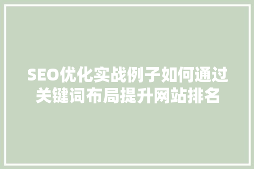 SEO优化实战例子如何通过关键词布局提升网站排名
