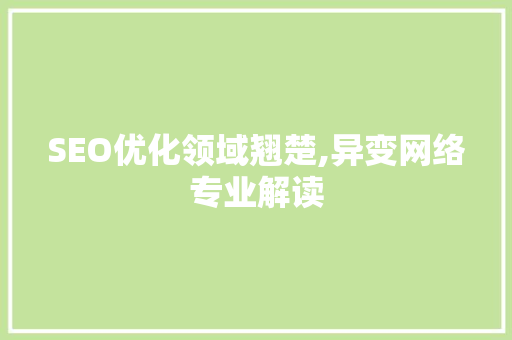 SEO优化领域翘楚,异变网络专业解读
