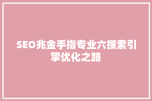 SEO兆金手指专业六搜索引擎优化之路