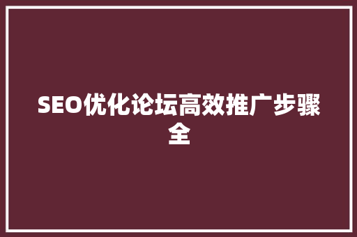 SEO优化论坛高效推广步骤全