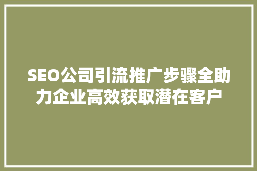 SEO公司引流推广步骤全助力企业高效获取潜在客户