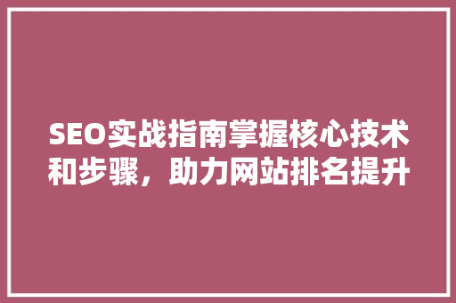 SEO实战指南掌握核心技术和步骤，助力网站排名提升
