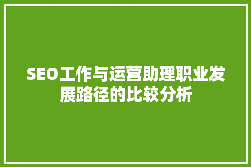 SEO工作与运营助理职业发展路径的比较分析