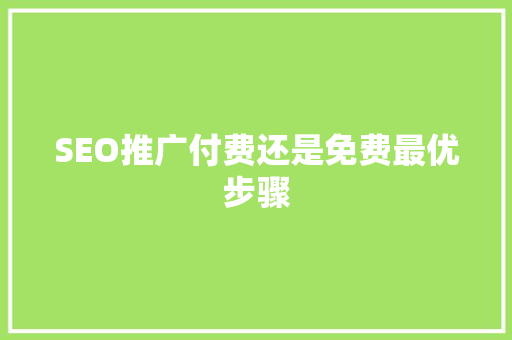 SEO推广付费还是免费最优步骤