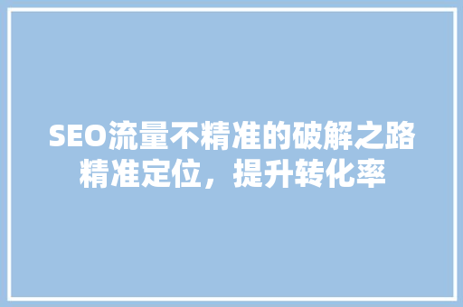 SEO流量不精准的破解之路精准定位，提升转化率