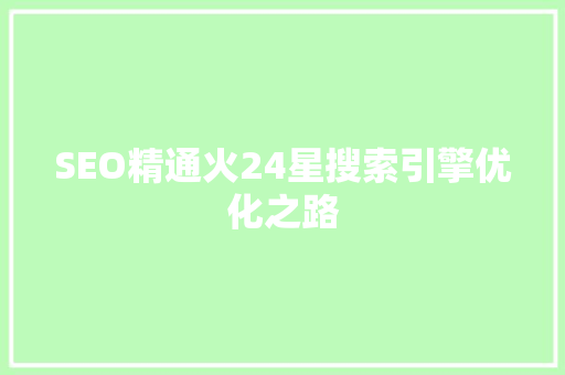 SEO精通火24星搜索引擎优化之路