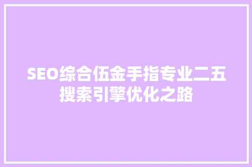 SEO综合伍金手指专业二五搜索引擎优化之路