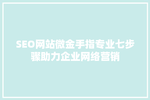 SEO网站微金手指专业七步骤助力企业网络营销