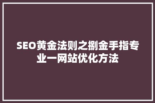SEO黄金法则之捌金手指专业一网站优化方法