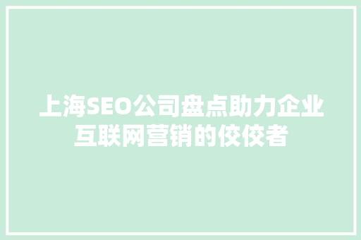 上海SEO公司盘点助力企业互联网营销的佼佼者