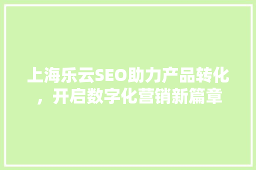 上海乐云SEO助力产品转化，开启数字化营销新篇章
