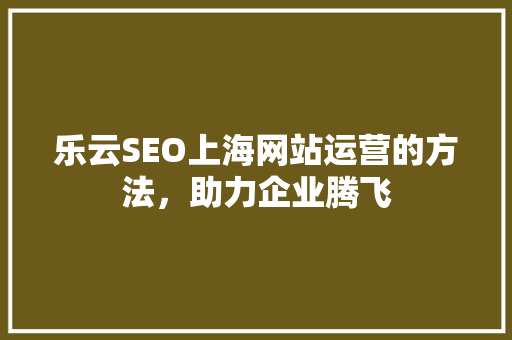 乐云SEO上海网站运营的方法，助力企业腾飞