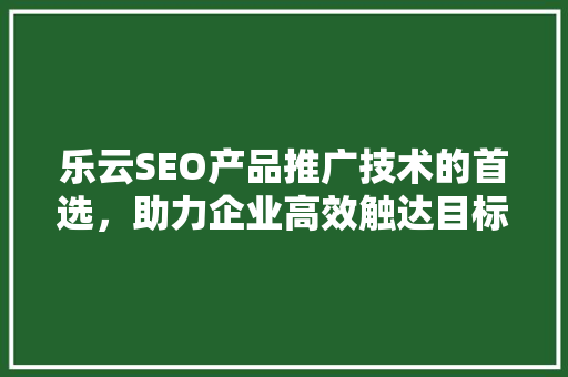 乐云SEO产品推广技术的首选，助力企业高效触达目标用户