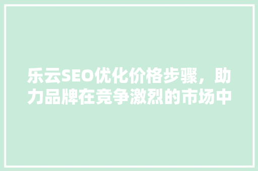乐云SEO优化价格步骤，助力品牌在竞争激烈的市场中脱颖而出