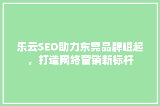 乐云SEO助力东莞品牌崛起，打造网络营销新标杆