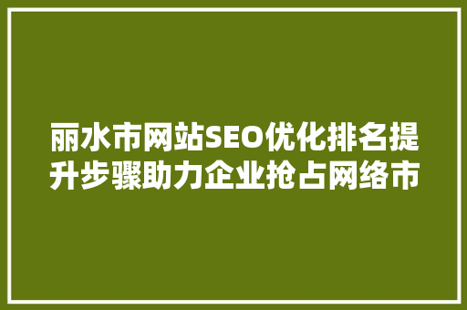 丽水市网站SEO优化排名提升步骤助力企业抢占网络市场制高点