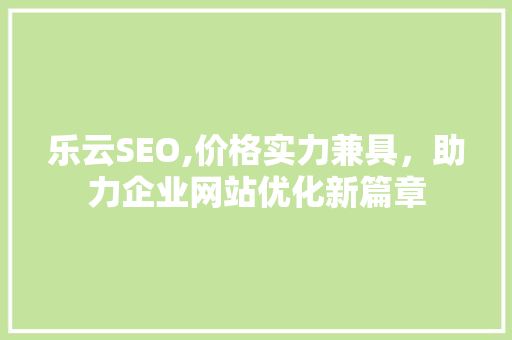 乐云SEO,价格实力兼具，助力企业网站优化新篇章