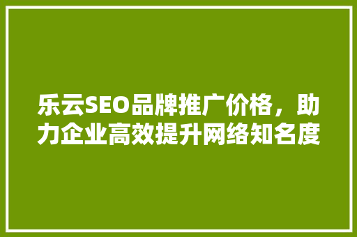 乐云SEO品牌推广价格，助力企业高效提升网络知名度