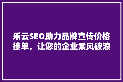 乐云SEO助力品牌宣传价格接单，让您的企业乘风破浪