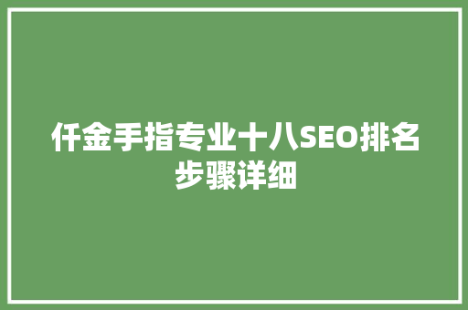 仟金手指专业十八SEO排名步骤详细