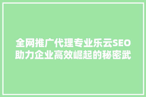 全网推广代理专业乐云SEO助力企业高效崛起的秘密武器