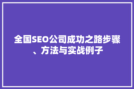 全国SEO公司成功之路步骤、方法与实战例子