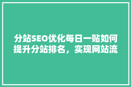 分站SEO优化每日一贴如何提升分站排名，实现网站流量增长