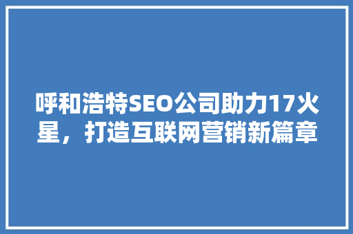 呼和浩特SEO公司助力17火星，打造互联网营销新篇章