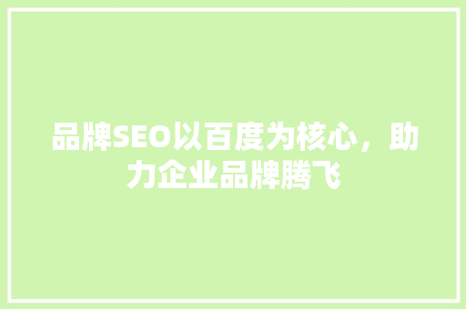 品牌SEO以百度为核心，助力企业品牌腾飞